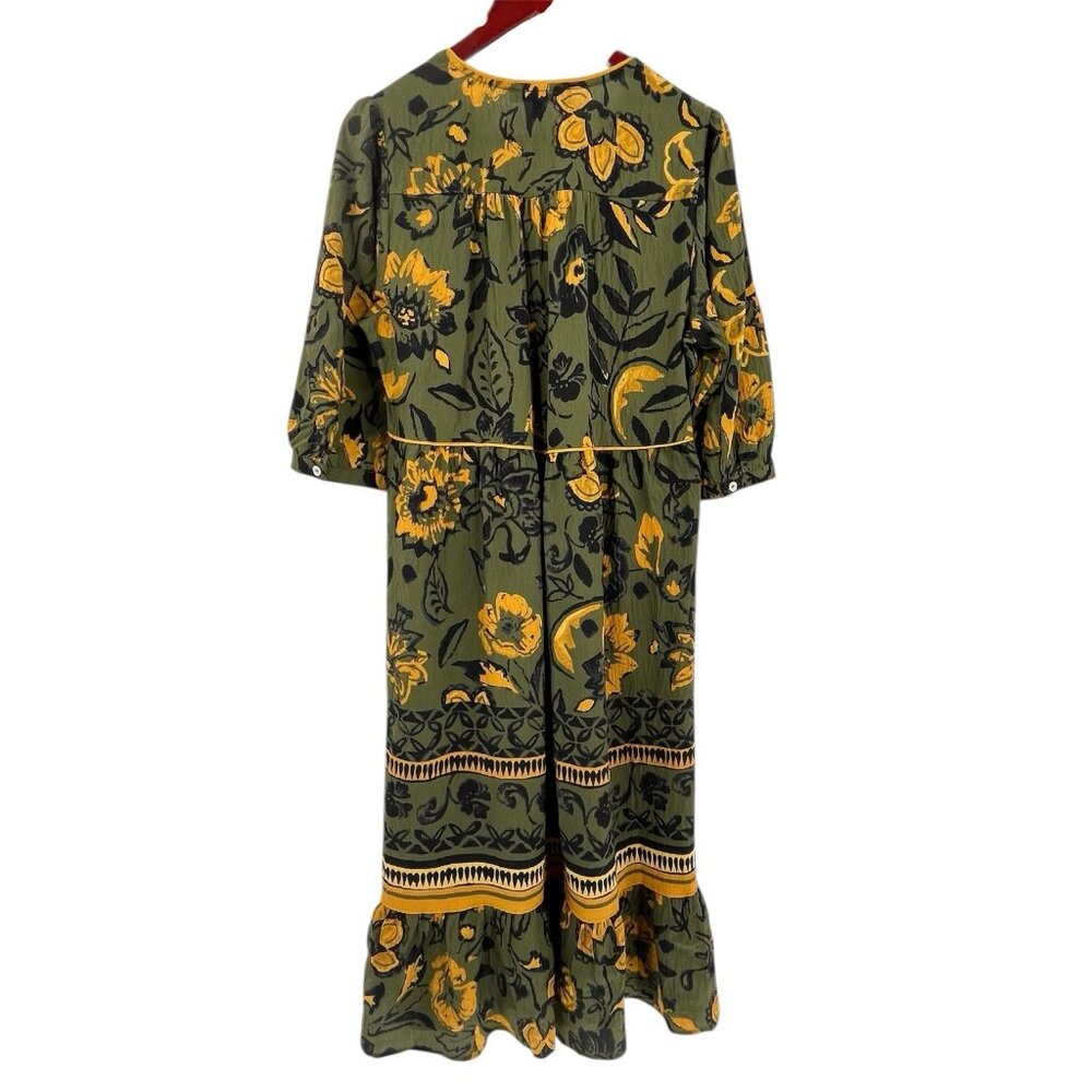 FIGUEROA & FLOWER Women's Green Floral V-Neck A-LIne Midi Dress Large - Picture 7 of 7